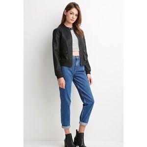 Forever 21 Faux Leather Bomber Jacket